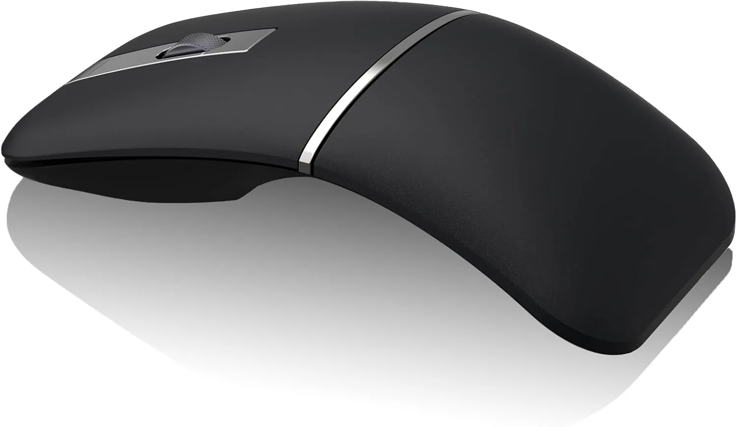 Bluetooth Travel Mouse Arc Wireless Mouse, Slim Silent Portable Curved Rechargeable Dual Mode Mouse(BT 2.4G), Metal Roller, Thin USB Optical Computer Mice for Laptop PC Mac iPad Tablet - Black
