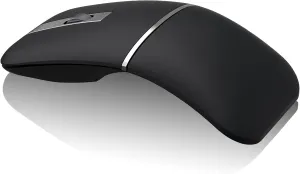 Bluetooth Travel Mouse Arc Wireless Mouse, Slim Silent Portable Curved Rechargeable Dual Mode Mouse(BT 2.4G), Metal Roller, Thin USB Optical Computer Mice for Laptop PC Mac iPad Tablet - Black