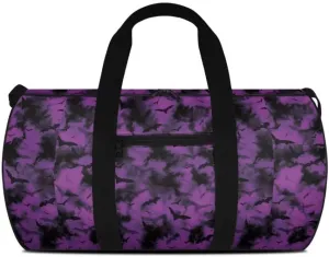 Boatee Bat Gym Bag for Women Travel Bag Large Duffle Bag Portable Weekender Bag Foldie Travel Bag Expandable Halloween Luggage Shoulder Bag with Inner Pocket Handle Bags for Sport Hiking Purple