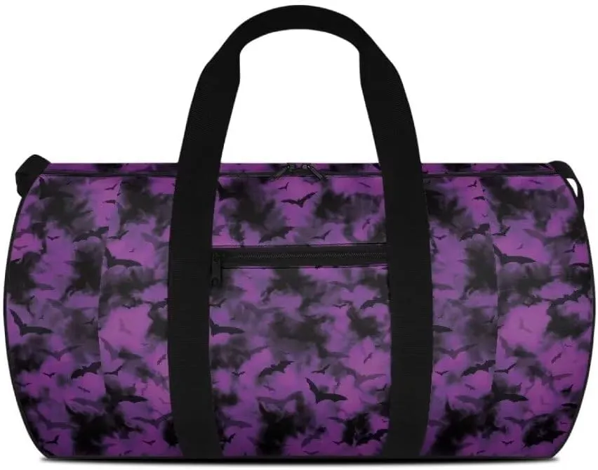 Boatee Bat Gym Bag for Women Travel Bag Large Duffle Bag Portable Weekender Bag Foldie Travel Bag Expandable Halloween Luggage Shoulder Bag with Inner Pocket Handle Bags for Sport Hiking Purple