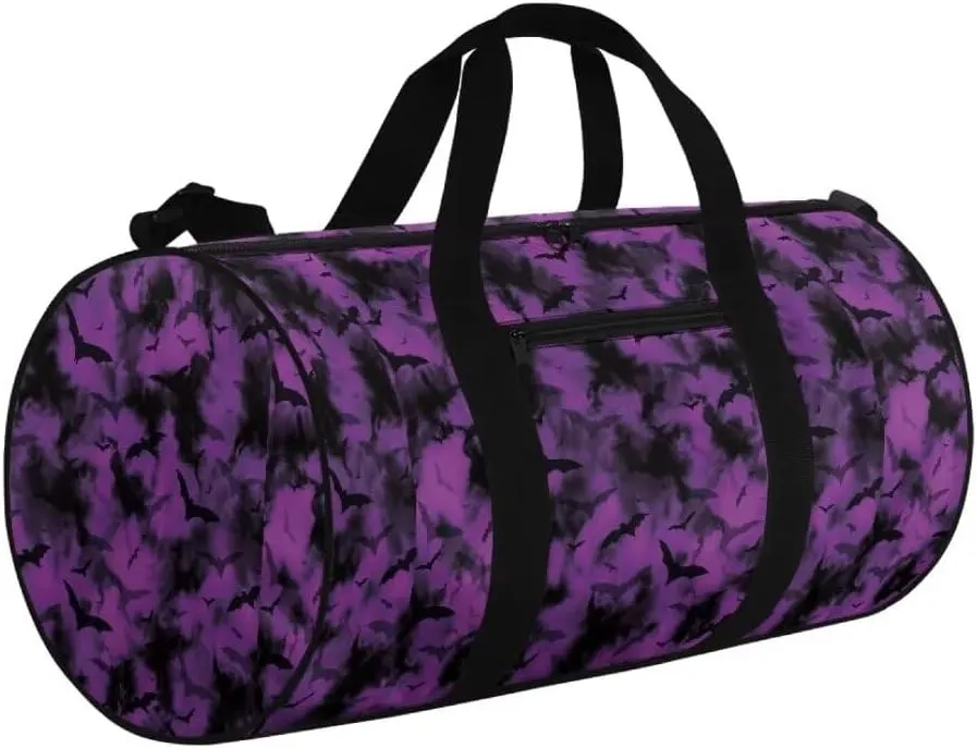 Boatee Bat Gym Bag for Women Travel Bag Large Duffle Bag Portable Weekender Bag Foldie Travel Bag Expandable Halloween Luggage Shoulder Bag with Inner Pocket Handle Bags for Sport Hiking Purple