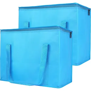 Bodaon 2-Pack Insulated Reusable Grocery Shopping Bag, X-Large Food Delivery Bags, Soft Cooler Bag for Women/Men for Instacart, Blue