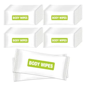 Body Wipes Individually Wrapped, 100 Pack Large Adult Bathing Wipes, No Rinse, Aloe Vera Extract, Odor Removal, for Fitness, Travel and Camping
