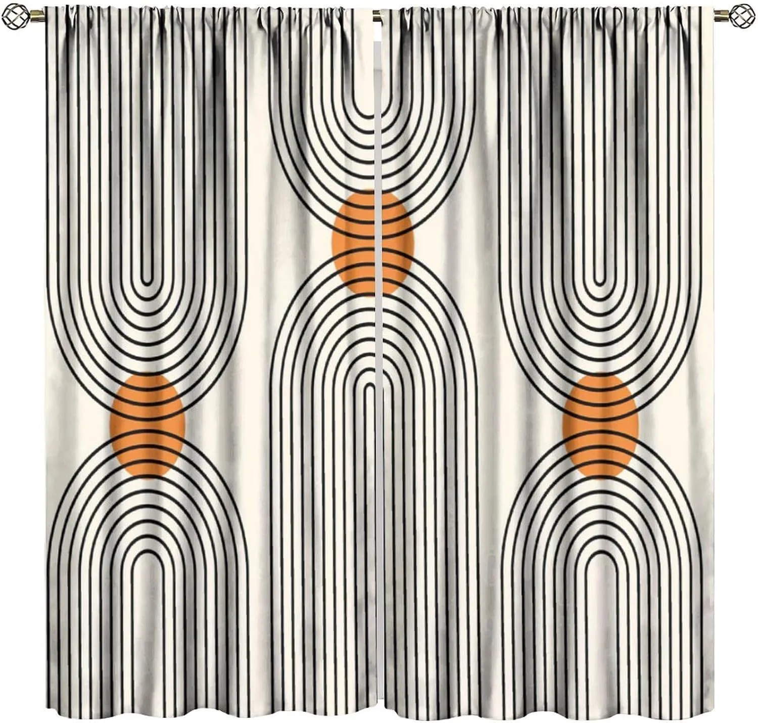 Bohemian Mid Century Modern Curtains, Minimalist Abstract Geometric Arch Sunline Trim, Blackout Curtains for Bedroom Living Room63X72 Inch