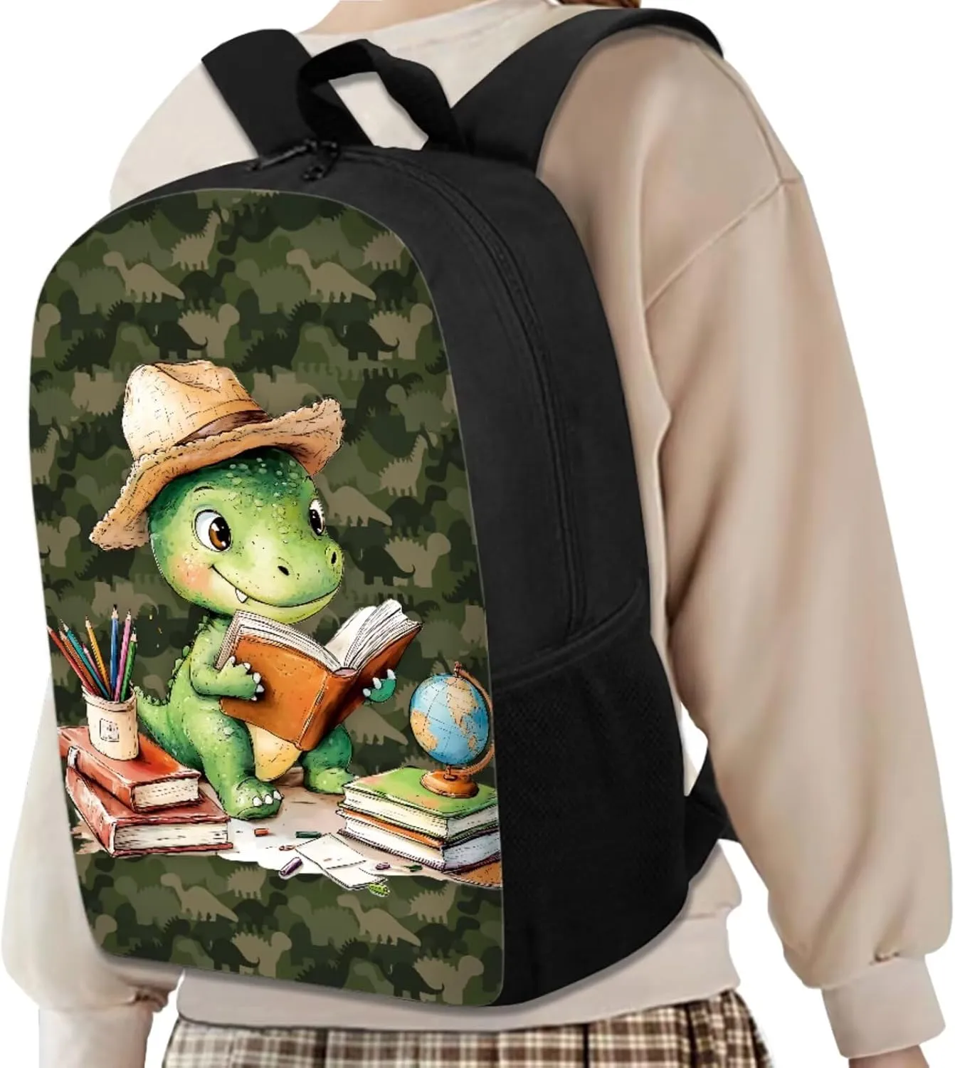 Book Dinosaur Backpack Set for Boys Kids School Backpack with Lunch Box 4 Pcs Set Elementary School Bags for Boys Bookbag with Side Pockets Casual Daypack for Primary Weekend