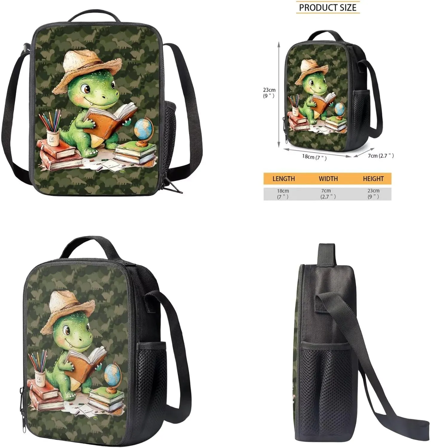 Book Dinosaur Backpack Set for Boys Kids School Backpack with Lunch Box 4 Pcs Set Elementary School Bags for Boys Bookbag with Side Pockets Casual Daypack for Primary Weekend