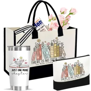 Book Lover Gifts for Women – Reading Gifts for Readers Bookworms – Funny Gift Set w/ 20oz Tumbler, Canvas Tote & Makeup Bag – Birthday, Farewell, Christmas Gift for Her
