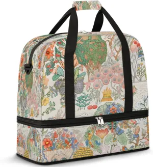 Botanical Garden Bounty Travel Duffel Bag, Travel Essentials, Gym Bag for Women, Weekender Overnight Bag With Shoes Compartment, Carry On Bags for Airplanes