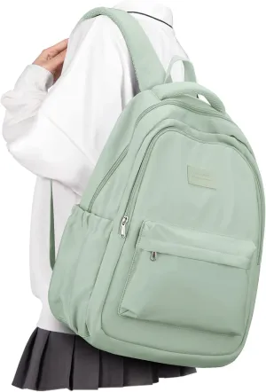 BOXSAM Lightweight School Backpack for Women Men, Laptop Travel Casual Daypack College Secondary School Bags Bookbag for Teenage Girls Boys, Green