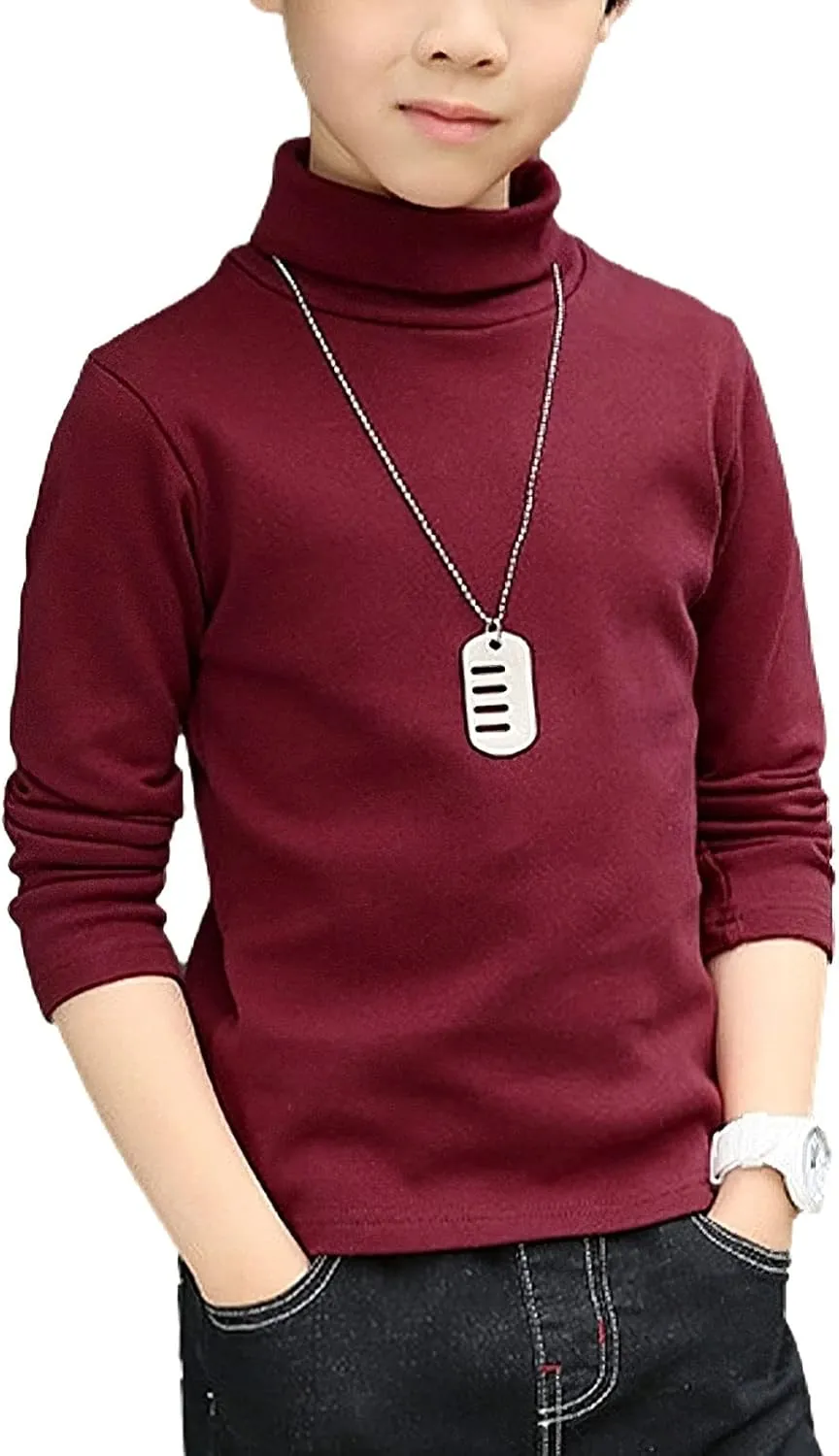 Boys Girls Base Layer Thermal Shirt Turtleneck Long Sleeve Elastic Casual Undershirts 3pcs Set