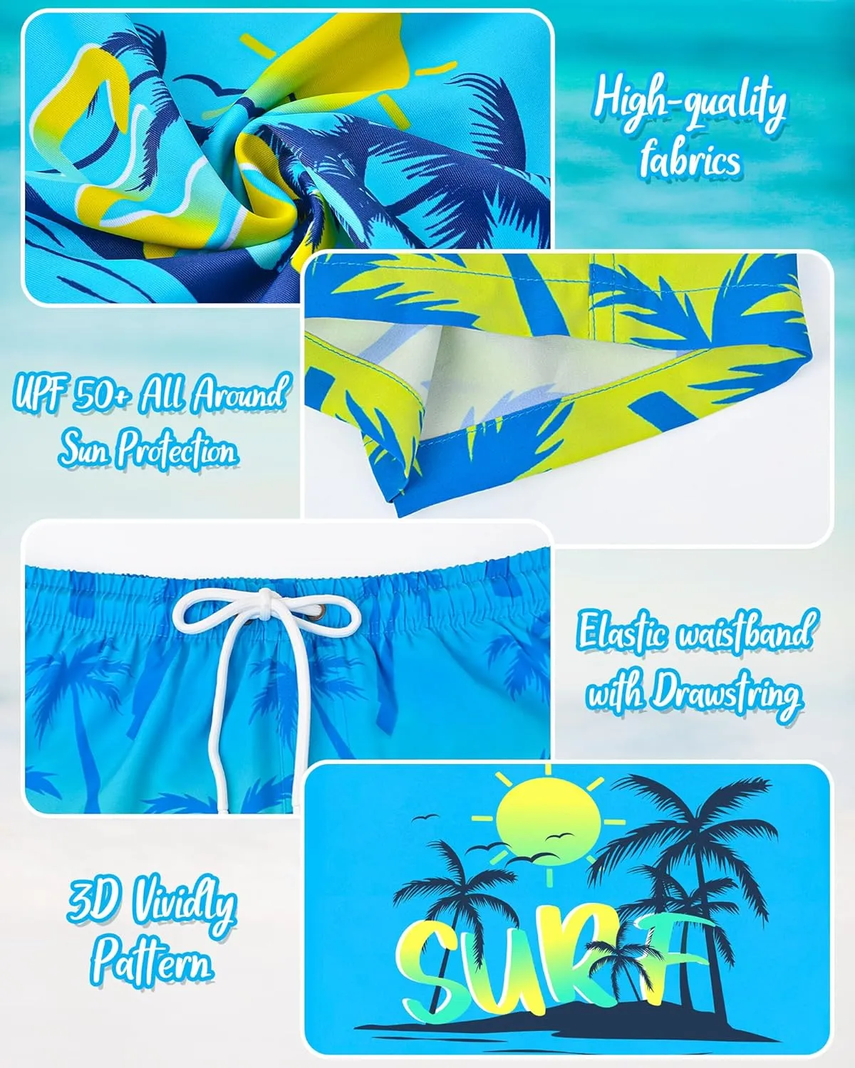 Boys Two Piece Rash Guard and Swim Trunks Outfit Set Kids Short Sleeve Swimsuit