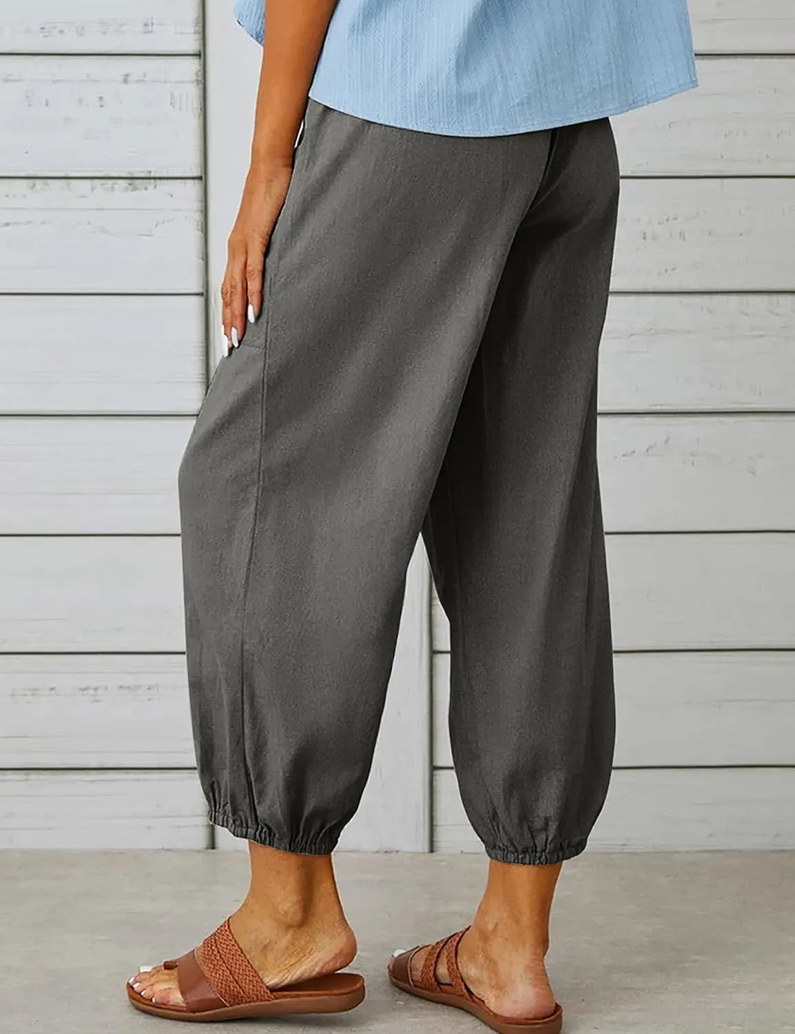 Bozanly Women's Casual Lantern Harem Loose Capris Pants Summer Yoga Slacks Trousers with Pockets