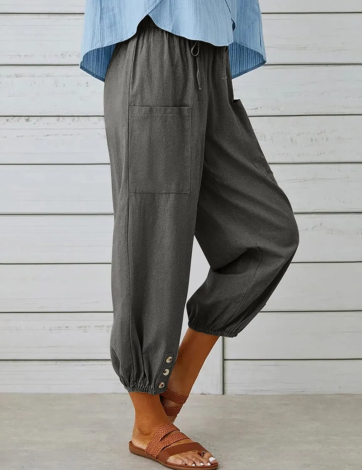 Bozanly Women's Casual Lantern Harem Loose Capris Pants Summer Yoga Slacks Trousers with Pockets