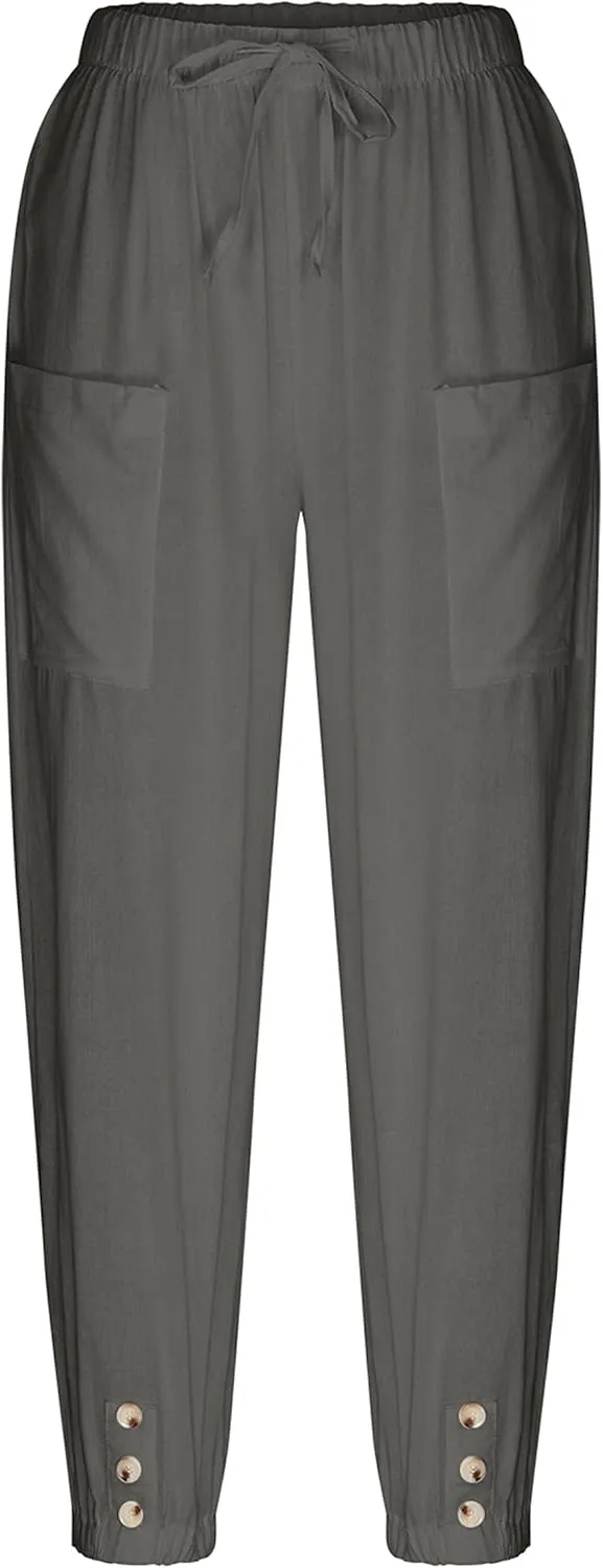 Bozanly Women's Casual Lantern Harem Loose Capris Pants Summer Yoga Slacks Trousers with Pockets