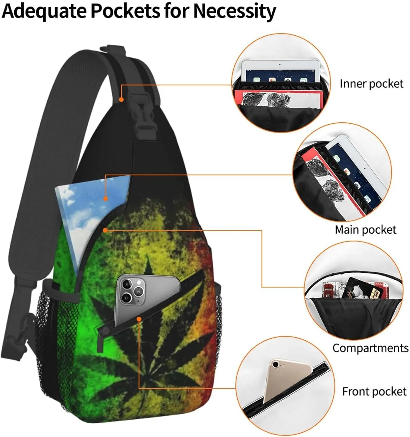 Breast Cancer Awareness Ribbon Faith Hope Love Sunflower Crossbody Bag Sling Bag Chest Bags Travel Shoulder Backpack