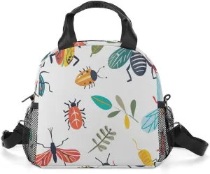 Bright Insect Pattern Insulated Lunch Bag Portable Lunch Box Tote Cooler Bags Lunchbox For Travel Picnic Work