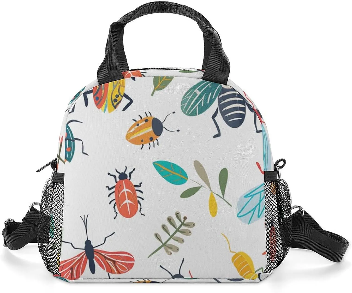 Bright Insect Pattern Insulated Lunch Bag Portable Lunch Box Tote Cooler Bags Lunchbox For Travel Picnic Work