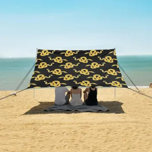 Bright Yellow Snake Beach Canopy Tent Anti-UV & Wind Resistant, Camping Sun Shelter Easy Setup Portable,Outdoor Shade Tents with Sandbags,Sand Shovels,Ground Pegs & Stability Poles