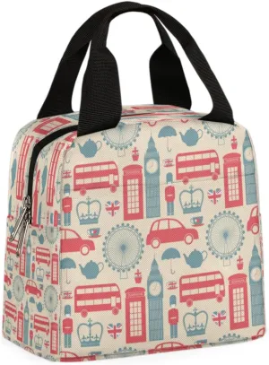 Britain Loyal Vehicle Insulated Lunch Bag Box Reusable Lunch Tote Bag for Women Men Adults Leakproof Lunch Containers Meal Prep Zipper Soft Cooler Bag for Work Office Picnic Travel