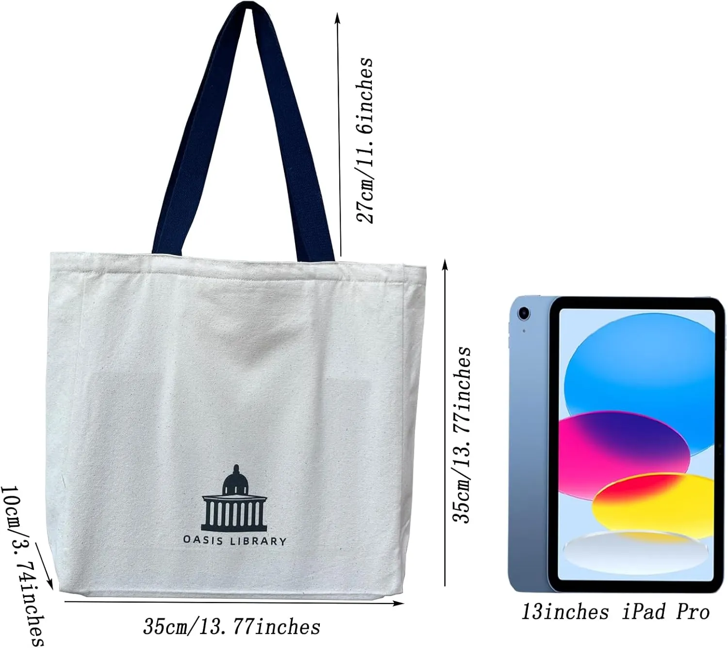 BROADREAM Canvas Tote Bag Aesthetic Shoulder Bag with Zippers and Interior Pocket