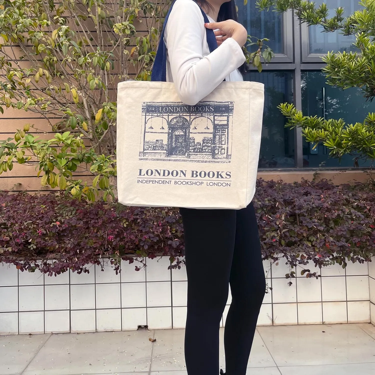 BROADREAM Canvas Tote Bag Aesthetic Shoulder Bag with Zippers and Interior Pocket