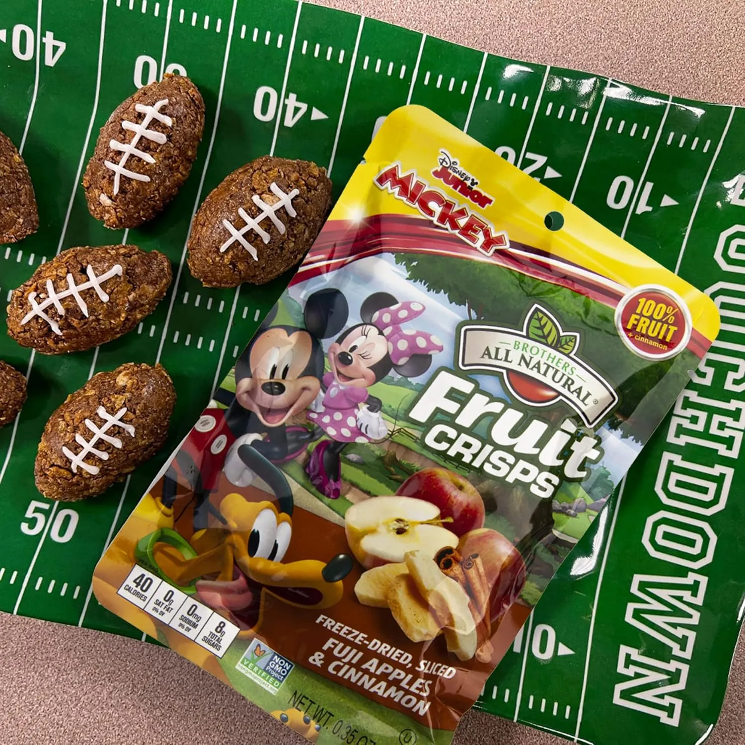 Brothers All Natural Disney Freeze Dried Fruit Crisps, Fuji Apple & Cinnamon, 0.35 Oz (Pack of 12), Made with 100% Fruit, Gluten Free, Soy Free, Vegan, Heathy Snack, Lunch Box Ready