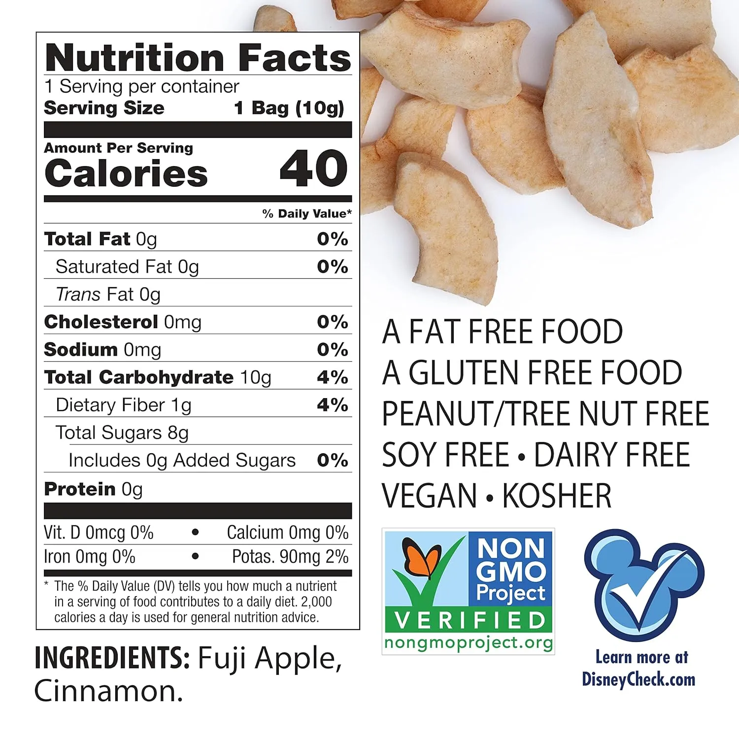 Brothers All Natural Disney Freeze Dried Fruit Crisps, Fuji Apple & Cinnamon, 0.35 Oz (Pack of 12), Made with 100% Fruit, Gluten Free, Soy Free, Vegan, Heathy Snack, Lunch Box Ready