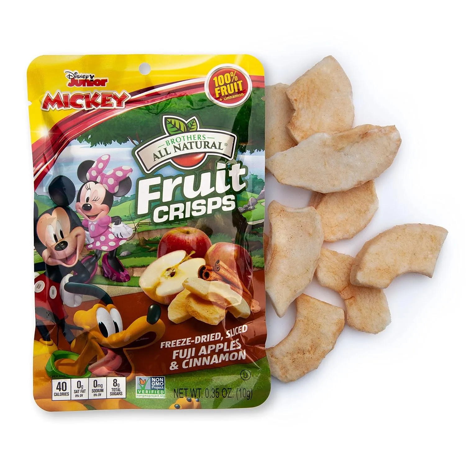 Brothers All Natural Disney Freeze Dried Fruit Crisps, Fuji Apple & Cinnamon, 0.35 Oz (Pack of 12), Made with 100% Fruit, Gluten Free, Soy Free, Vegan, Heathy Snack, Lunch Box Ready