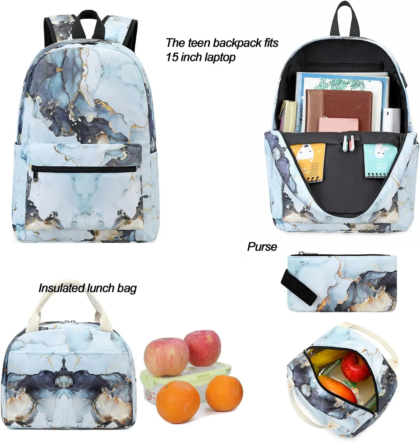 BTOOP Girls School Backpack Galaxy Schoolbag Laptop Bookbag Insulated Lunch Tote Bag Purse Teens Boys Kids