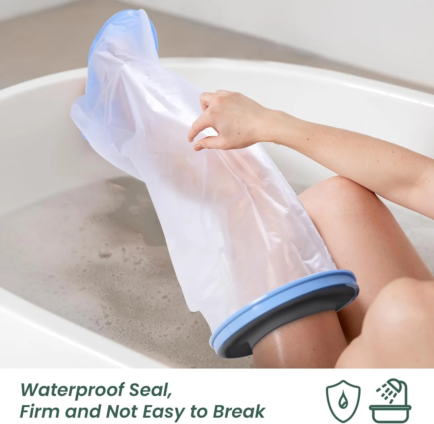Bukihome Shower Watertight Foot Protector,Extra Wide Full Leg Cast Cover, Adult Leg Cast Covers, Extra Large Capacity Adult Thigh Tension & Super Waterproof Leg Protector, for Thigh Size