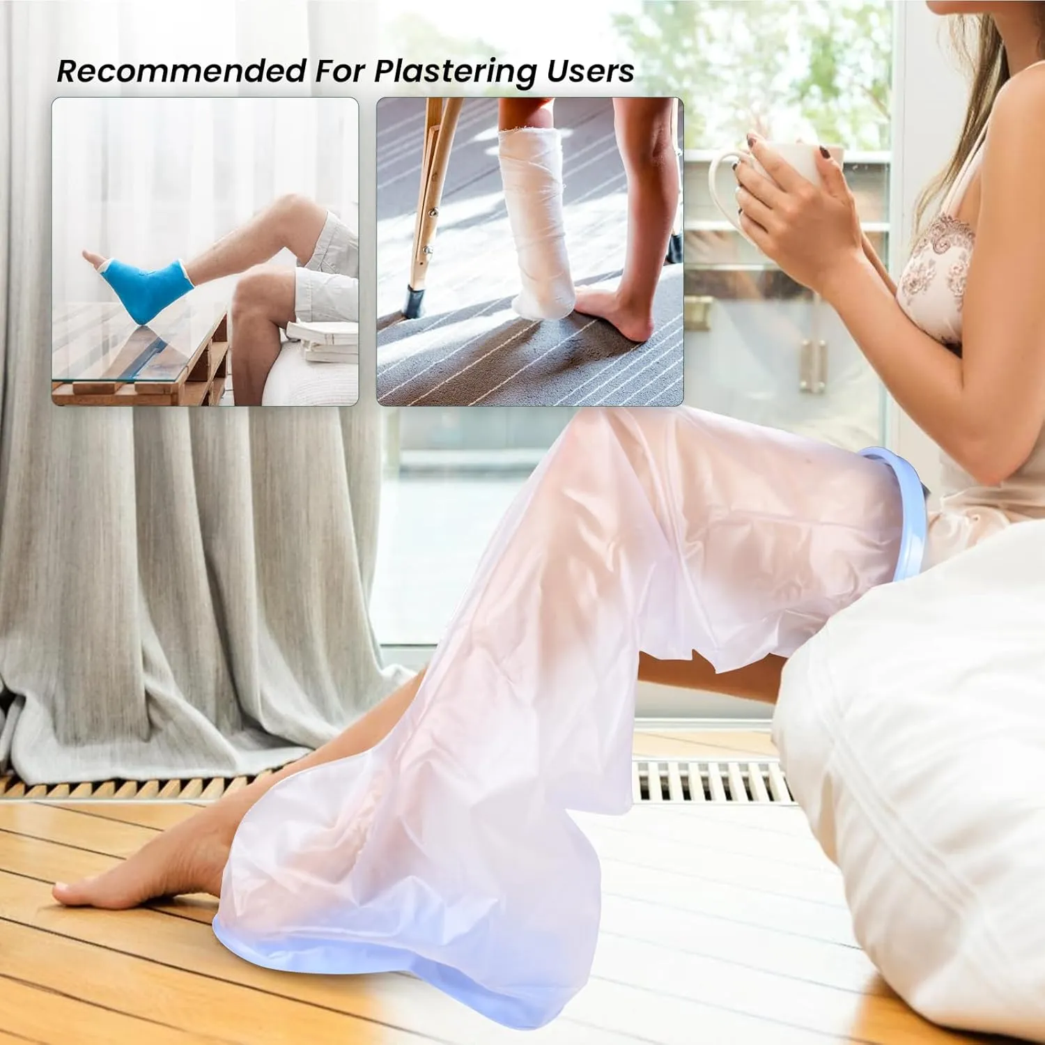Bukihome Shower Watertight Foot Protector,Extra Wide Full Leg Cast Cover, Adult Leg Cast Covers, Extra Large Capacity Adult Thigh Tension & Super Waterproof Leg Protector, for Thigh Size