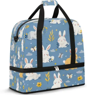 Bunny Meadows Travel Duffel Bag, Travel Essentials, Gym Bag for Women, Weekender Overnight Bag With Shoes Compartment, Carry On Bags for Airplanes