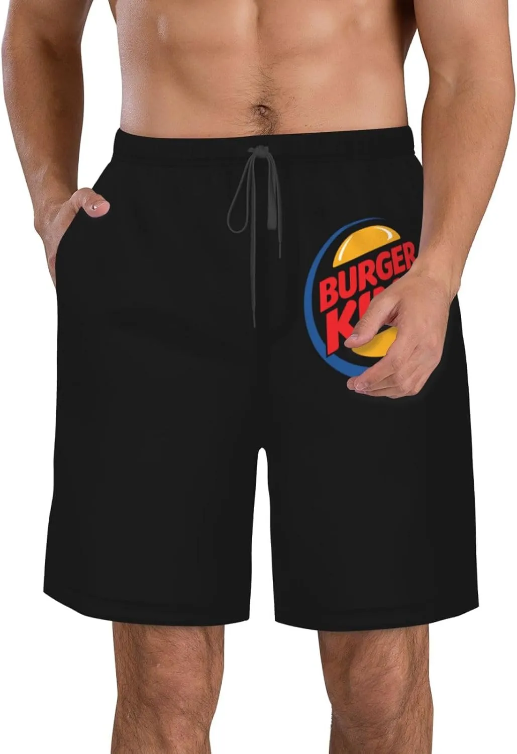 Burger King Swim Trunks Man's 9" Quick Dry Athletic Shorts with Pockets Bathing Suits