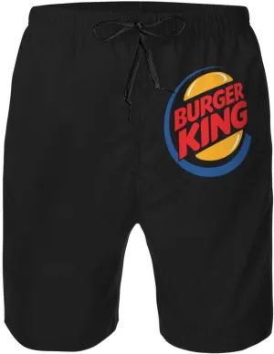 Burger King Swim Trunks Man's 9" Quick Dry Athletic Shorts with Pockets Bathing Suits