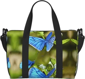 Butterflies And Blooms Printinggym Bags For Men Women, Foldable Travel Duffle Bag,Lightweight Weekender Duffel Bag
