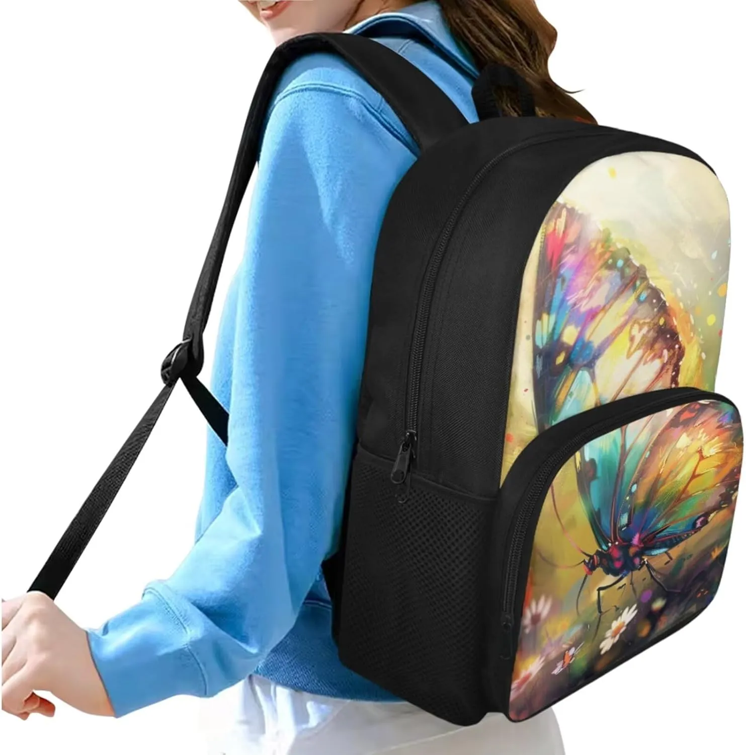 Butterfly Kids School Backpack for Girls 1st Grade Primary School Daypack Elementary Students Bookbag Teen Girls Backpack Designed To Be Lightweight and Comfortable