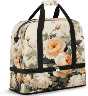 Butterfly Rose Garden Travel Duffel Bag, Travel Essentials, Gym Bag for Women, Weekender Overnight Bag With Shoes Compartment, Carry On Bags for Airplanes