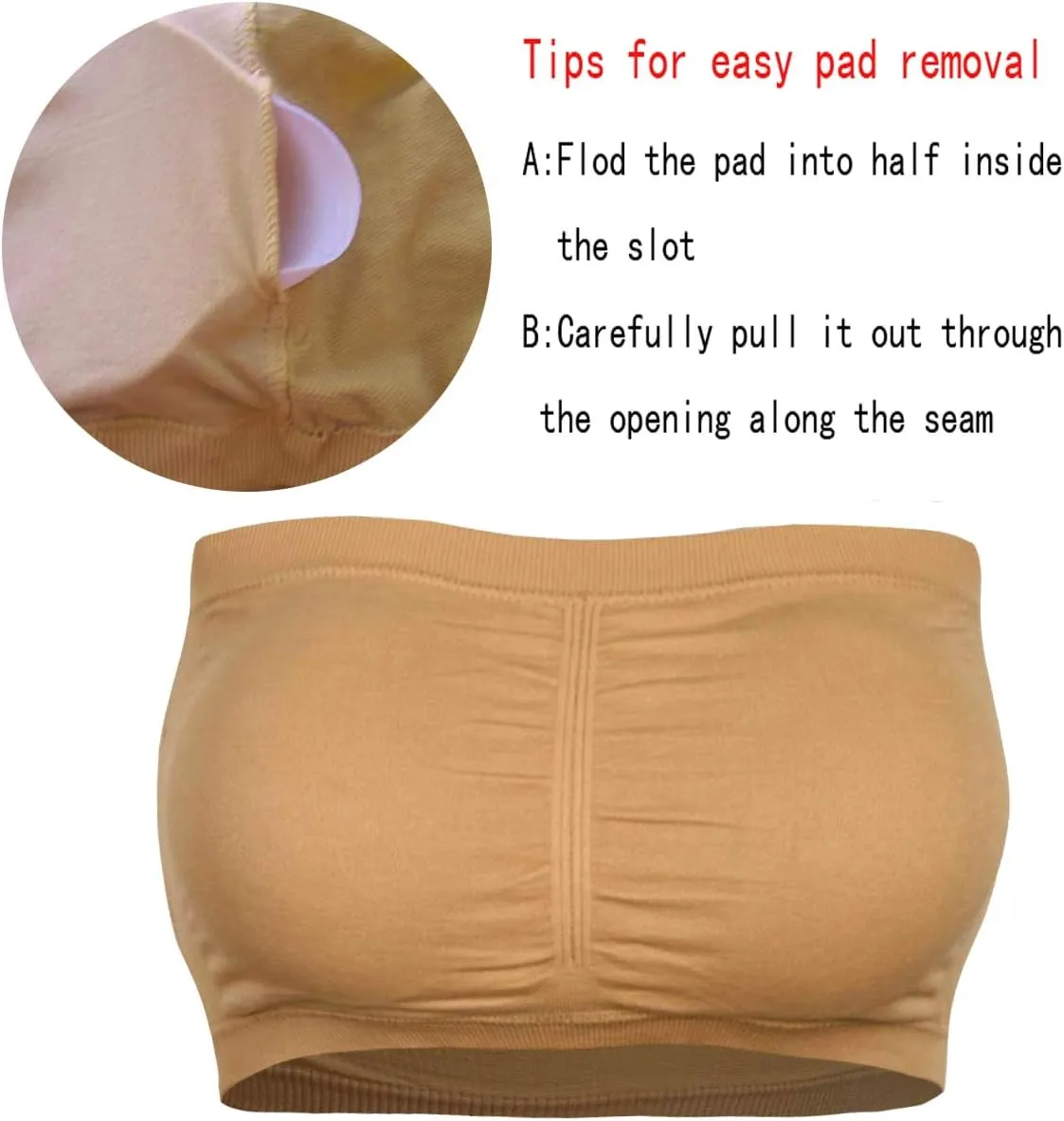 Cabales KINYAOYAO 3 Packs Women's Seamless Bandeau Crop Tube Top Bra Strapless Padded Bralette