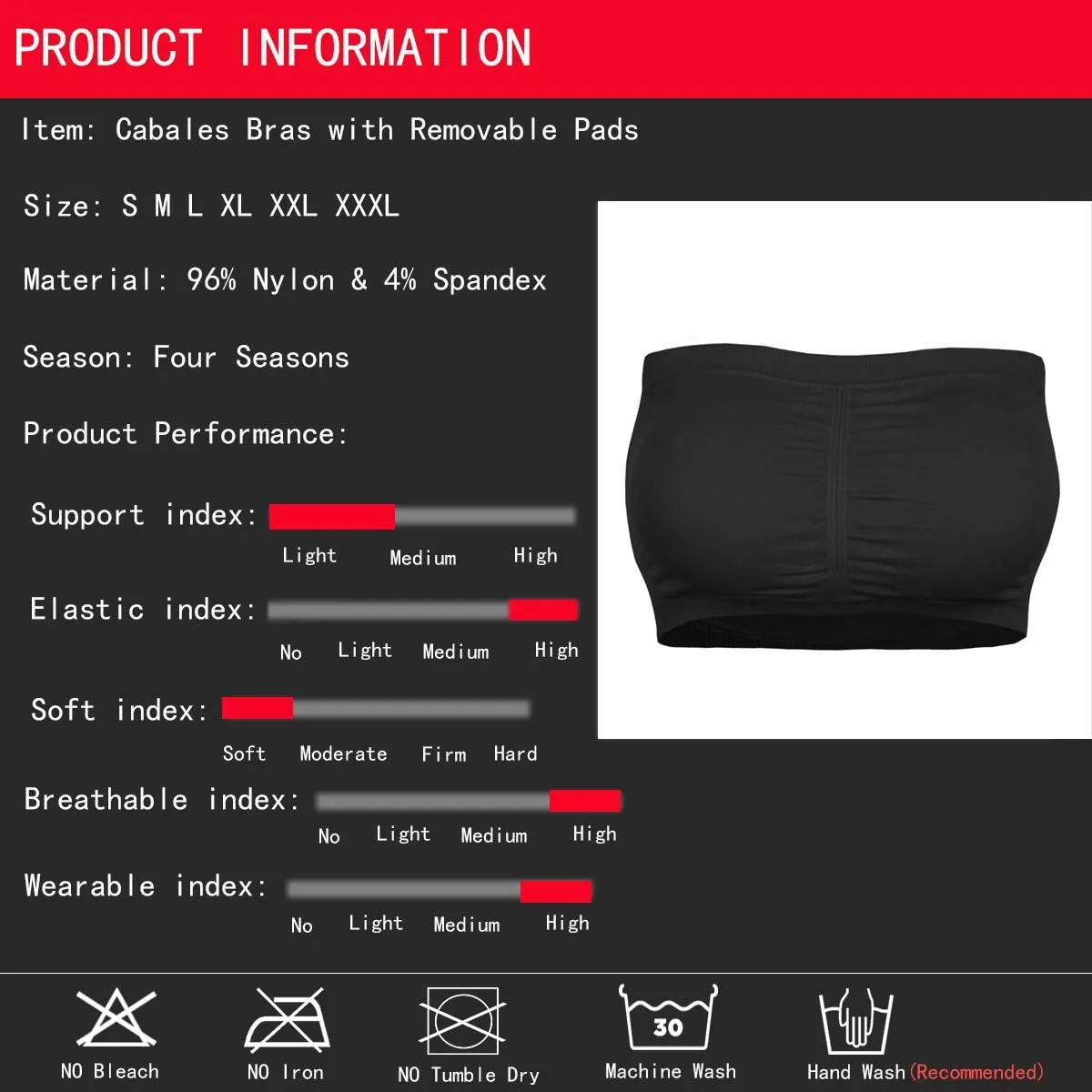 Cabales KINYAOYAO 3 Packs Women's Seamless Bandeau Crop Tube Top Bra Strapless Padded Bralette