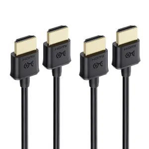 Cable Matters 2-Pack Ultra Thin HDMI Cable 10 ft, Support 4K@60Hz, Ultra Slim HDMI Cable 4K Rated with Ethernet, HDR Support for PS5, Xbox Series X/S, RTX4090/3090, RX 7900/7800, Apple TV, and More