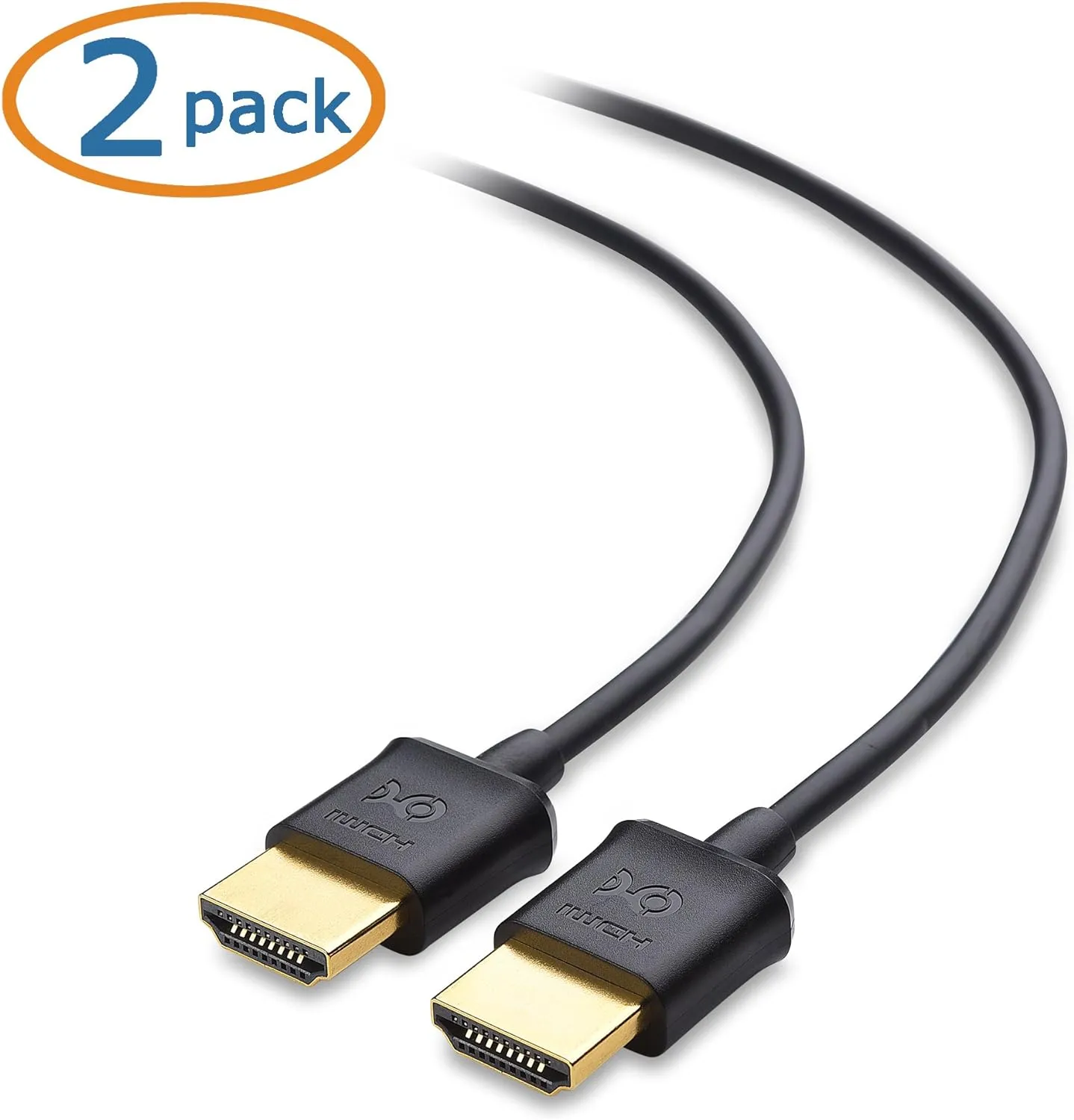 Cable Matters 2-Pack Ultra Thin HDMI Cable 10 ft, Support 4K@60Hz, Ultra Slim HDMI Cable 4K Rated with Ethernet, HDR Support for PS5, Xbox Series X/S, RTX4090/3090, RX 7900/7800, Apple TV, and More