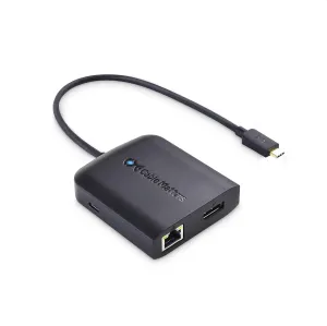 Cable Matters USB C Hub DisplayPort 100W, 4K@240Hz (USB C DisplayPort 1.4 Hub), 480Mbps Ethernet, 2X USB, 100W Host Charging in Black - Thunderbolt 4 / Thunderbolt 3 Port Compatible for MacBook Pro