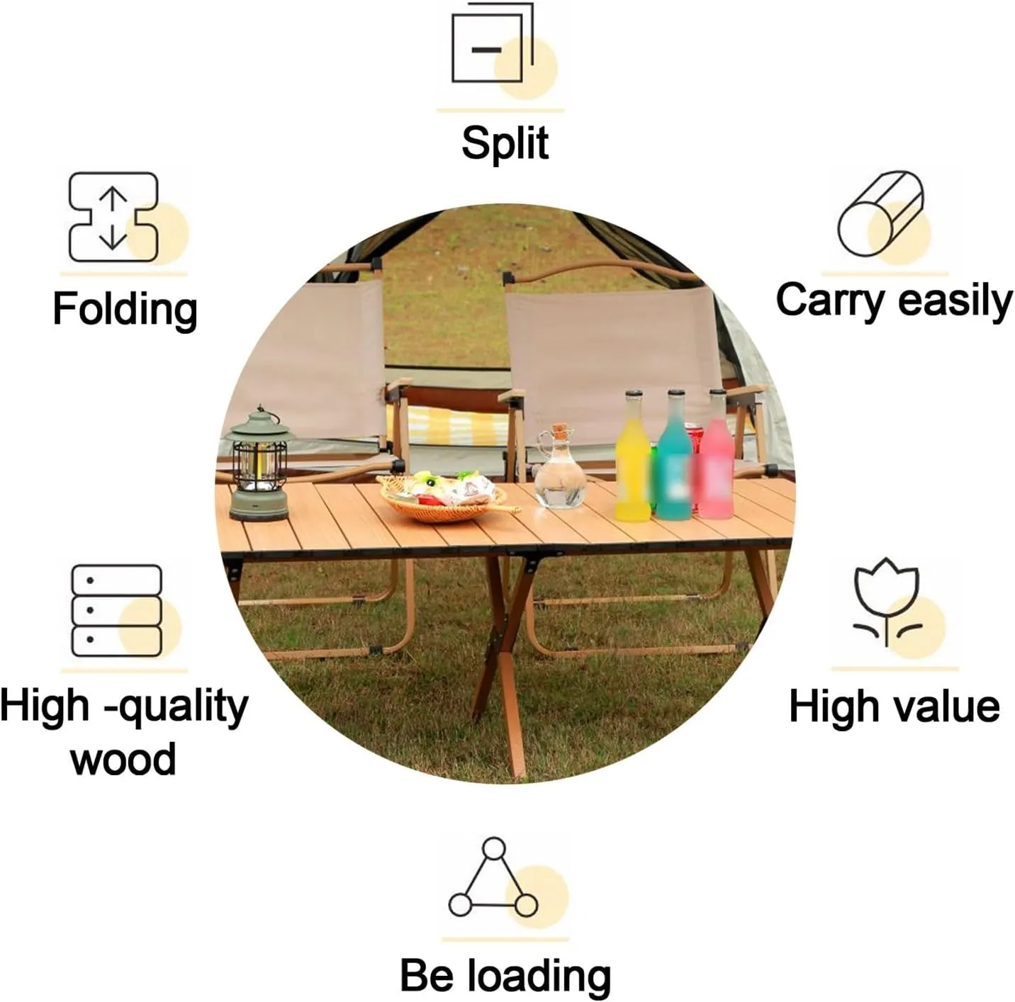Camping Table Foldable, Portable Folding Table, Stall Camping Outdoor Supplies, With 3 Colours And 4 Sizes, Suitable For Dining, Camping, Picnic, Outdoor, Beach, Hiking, Fishing, Parks(Black,23.6*23.6