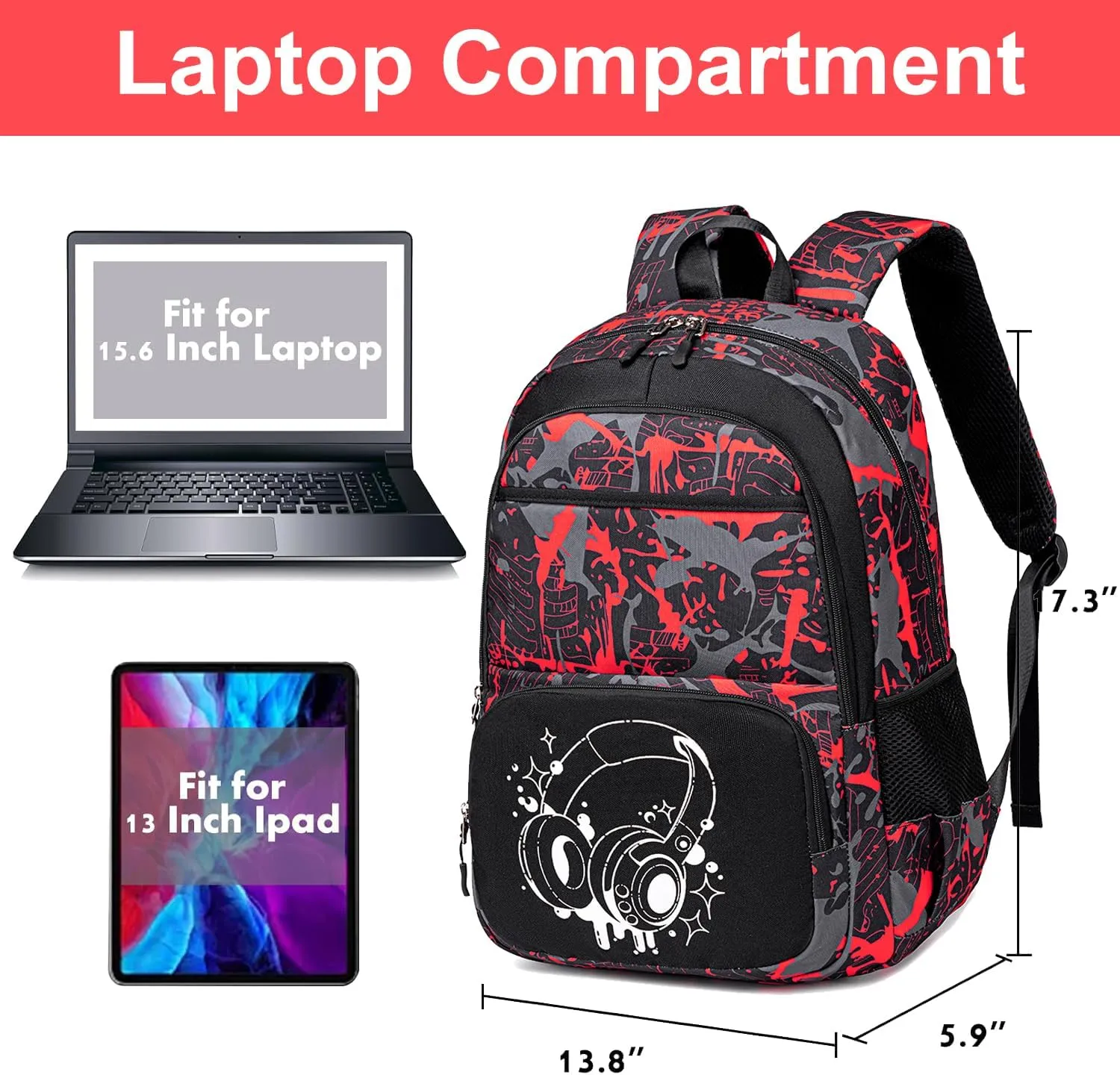 CAMTOP School Backpack for Boys Kids Bookbags Cool Camo Prints Elementary School Bags Travel Back Pack