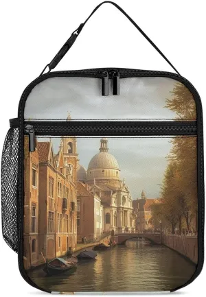Canal And Church2 Print Lunch Bag Insulated Lunch Box for Women/Men Reusable Lunch Tote Bag Leakproof Cooler Bag Picnic Bag for Work Office Beach