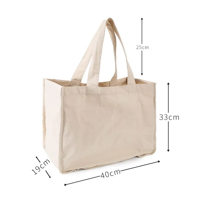 Canvas Grocery Shopping Bags with Handles-Cloth Grocery Tote Bags-Reusable Shopping Grocery Bags-Organic Cotton Washable & Eco-friendly Bags