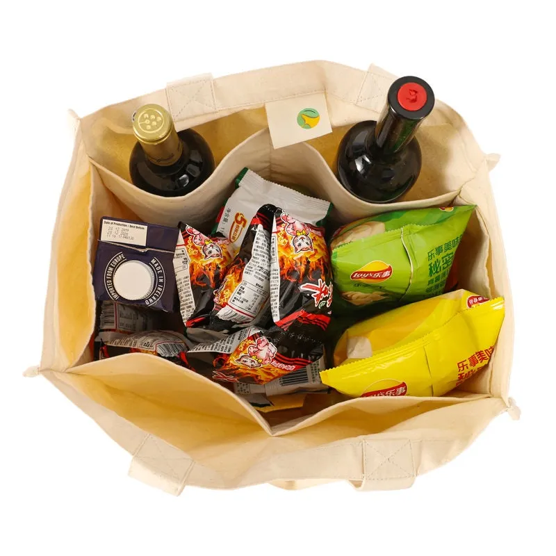 Canvas Grocery Shopping Bags with Handles-Cloth Grocery Tote Bags-Reusable Shopping Grocery Bags-Organic Cotton Washable & Eco-friendly Bags