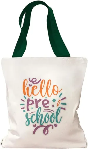 Canvas Tote Reusable Shopping Bag Hello Back to pre School Grade Beach Bags for Women Loyal