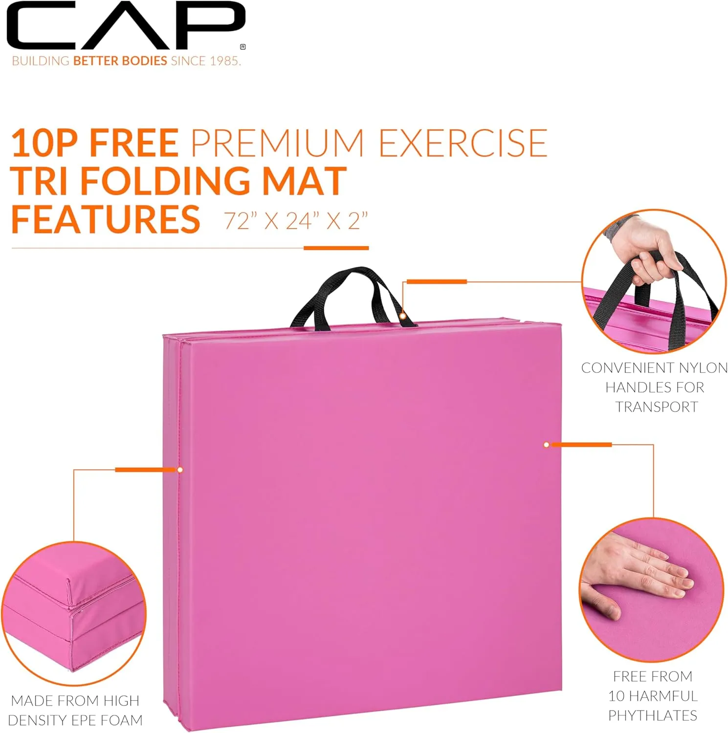 CAP Barbell All Purpose Folding Anti Tear Exercise Training Aerobic Fitness Gym & Gymnastics Balance Mat | Multiple colors