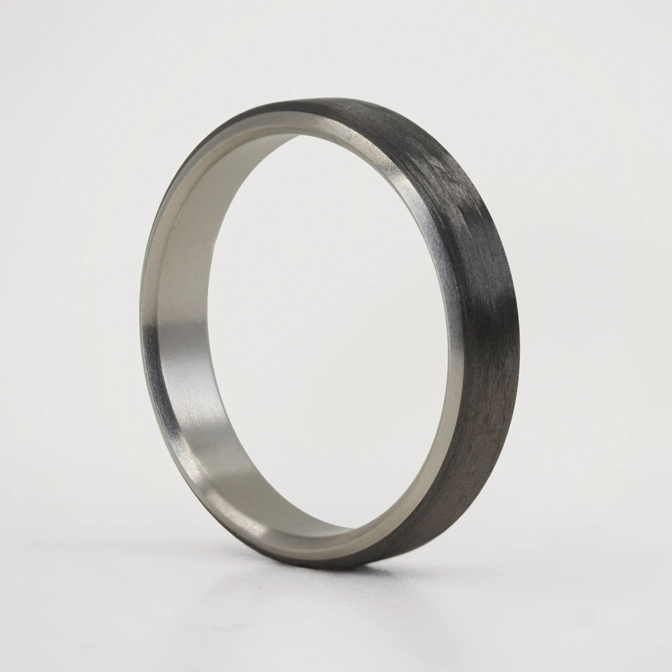 Carbon Fiber and titanium Beveled Women Ring